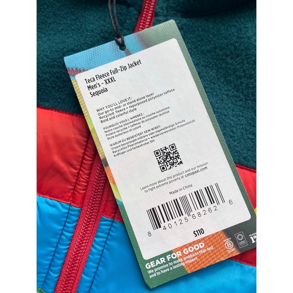 Cotopaxi Men's XXL Teal Fleece Full Zip Jacket Gear for Good - Picture 2 of 4